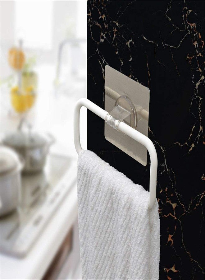 XML Magic Sticker Series Self-Adhesive Square Plastic Towel Holder Hanger Ring for Bathroom and Kitchen (White) - (Pack of 1), Standard, (xtowelringsquare) - Image 3
